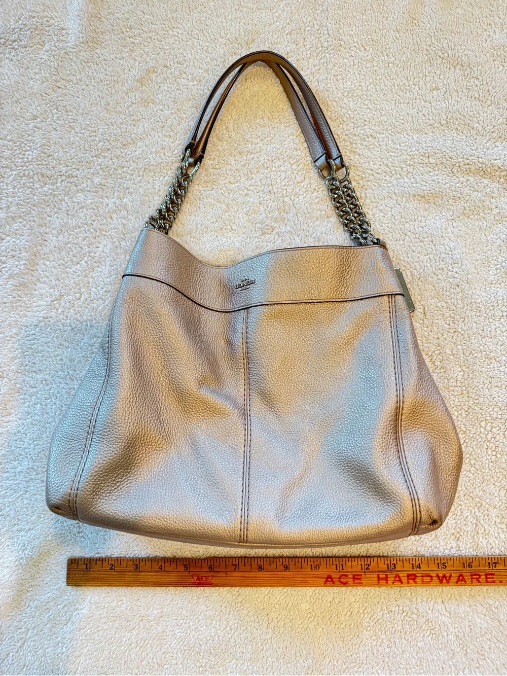 Coach Metallic Rose Gold Leather Lexy Chain-Handle Shoulder Bag